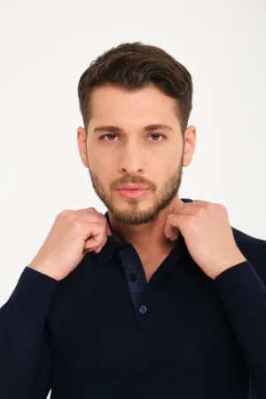 Dark Blue Polo Wool Shirt