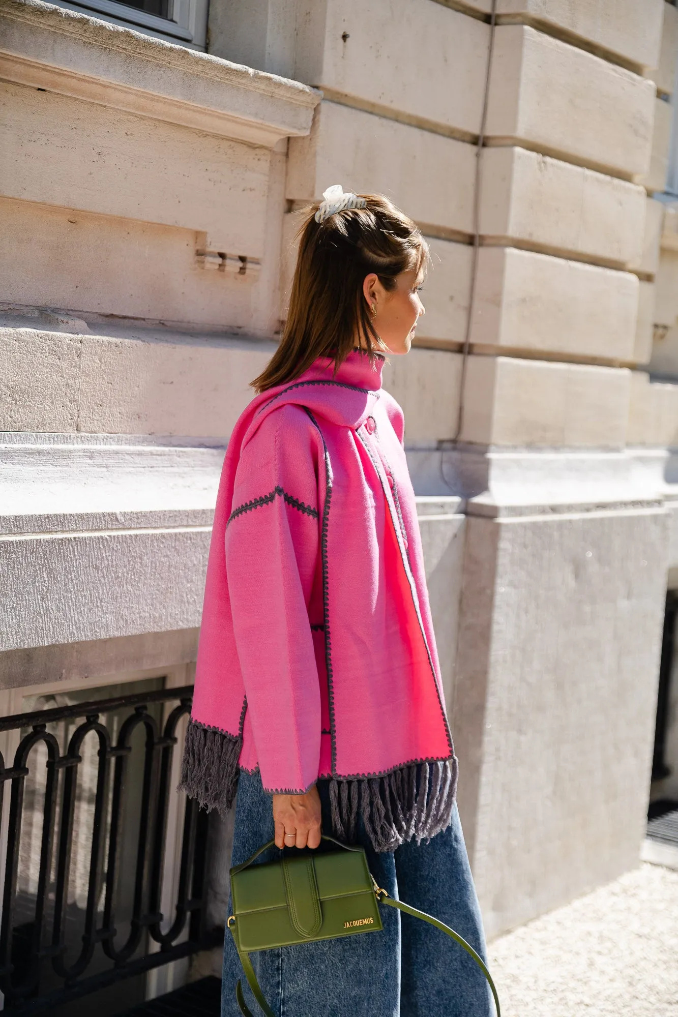 Ivy jacket with scarf fuchsia