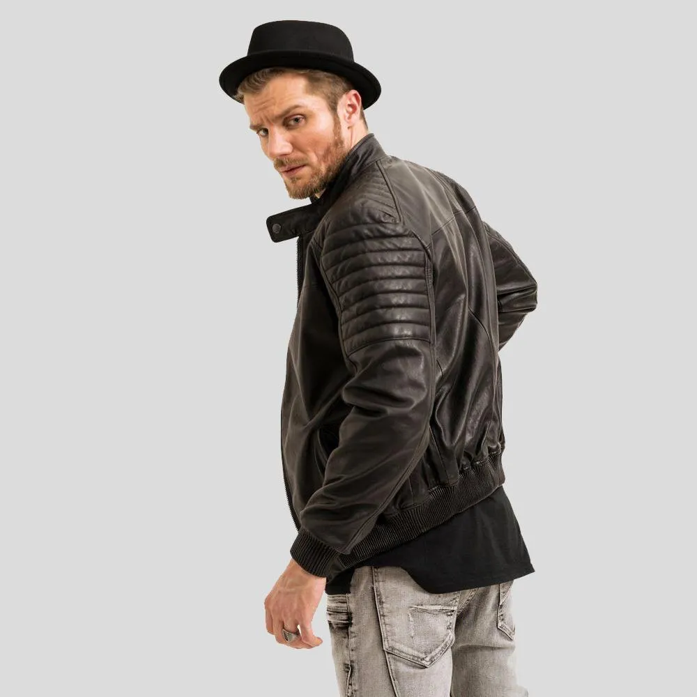 Mosh Black Bomber Leather Jacket